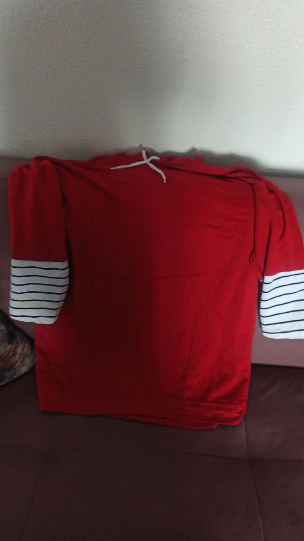 Düğmeli Kırmızı Hamile Sweatshirt - Görsel 3