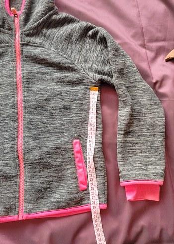 Kız Çocuk Gri Kapüşonlu Fermuarlı Ceket - Görsel 2