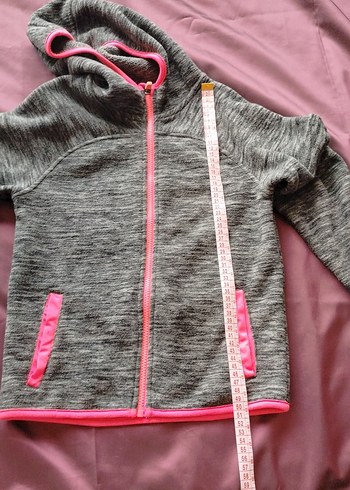 Kız Çocuk Gri Kapüşonlu Fermuarlı Ceket - Görsel 4