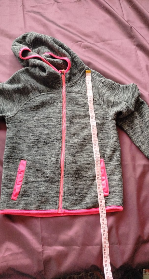 Kız Çocuk Gri Kapüşonlu Fermuarlı Ceket - Görsel 4