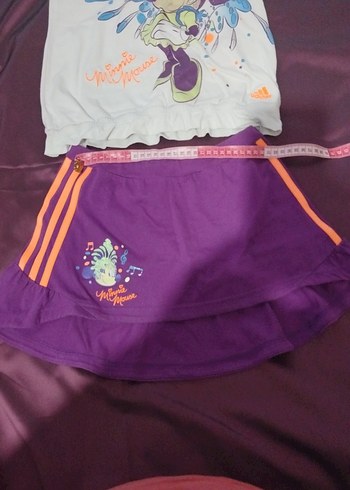 Mor Renkli Baskılı Kız Etek ve Bluz Takımı - Görsel 3