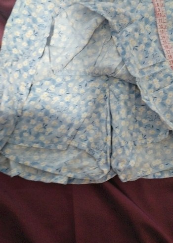 Mavi Renkli Volanlı Midi Etek - Görsel 3