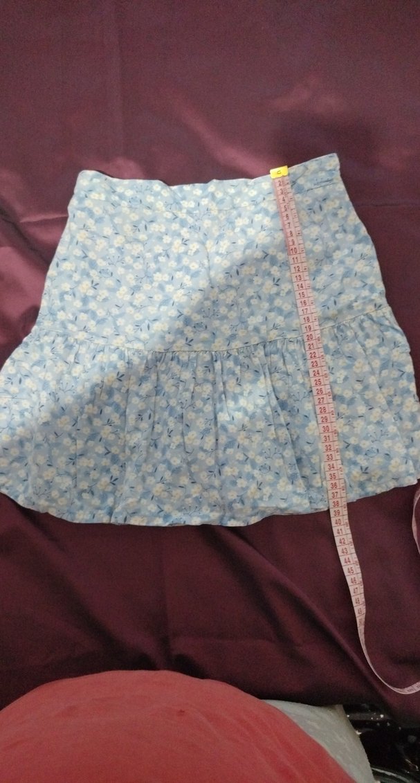 Mavi Renkli Volanlı Midi Etek - Görsel 2