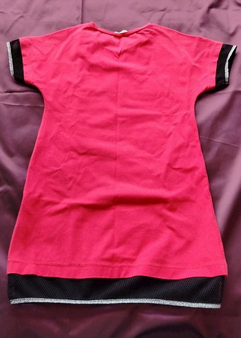 Kız Çocuk Pembe Rock Punk Kısa Kollu Elbise - Görsel 4