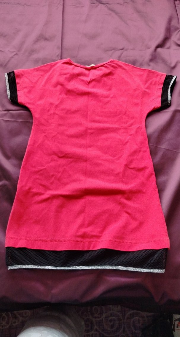 Kız Çocuk Pembe Rock Punk Kısa Kollu Elbise - Görsel 4