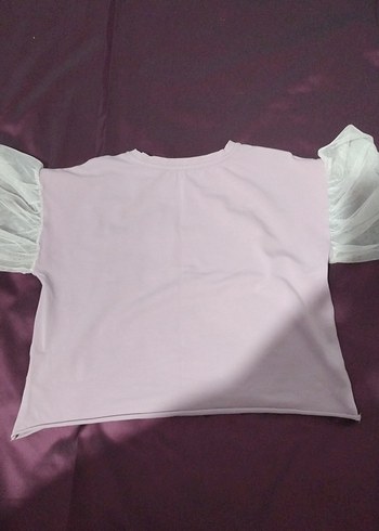 Dantel Detaylı Pembe Kız Çocuk Tişört - Görsel 5