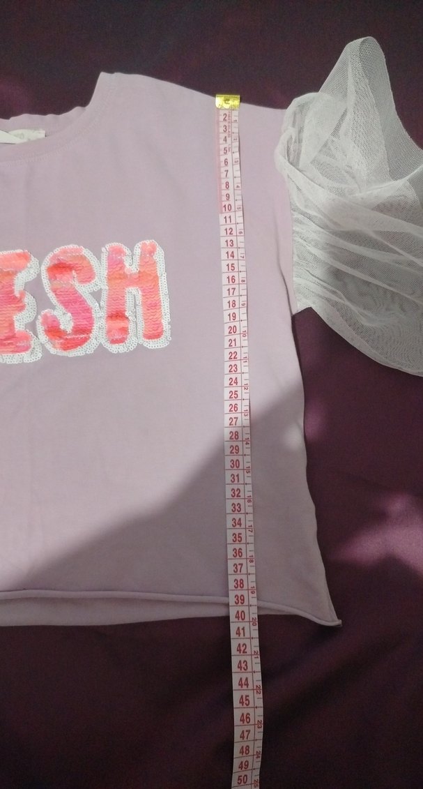 Dantel Detaylı Pembe Kız Çocuk Tişört - Görsel 4