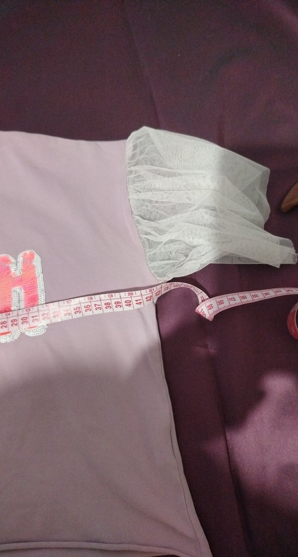 Dantel Detaylı Pembe Kız Çocuk Tişört - Görsel 2