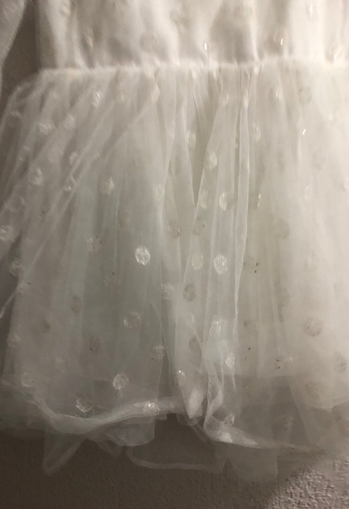 Uzun Kollu Beyaz Nakışlı Kız Elbisesi - Görsel 2