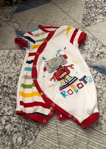 Renkli Nakışlı Kısa Kollu Bebek Tulumu - Görsel 6