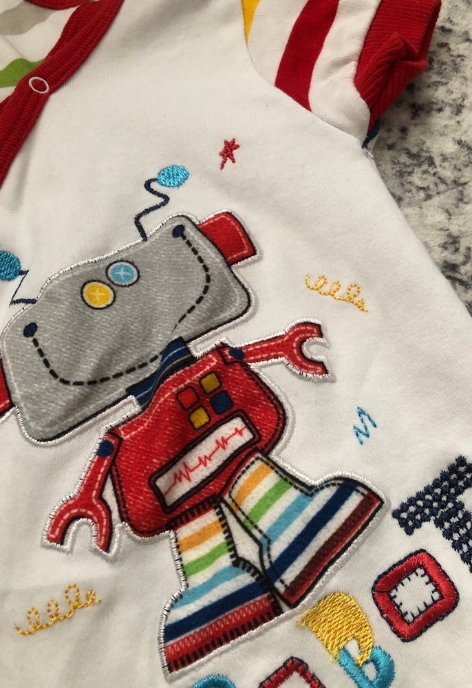 Renkli Nakışlı Kısa Kollu Bebek Tulumu - Görsel 3