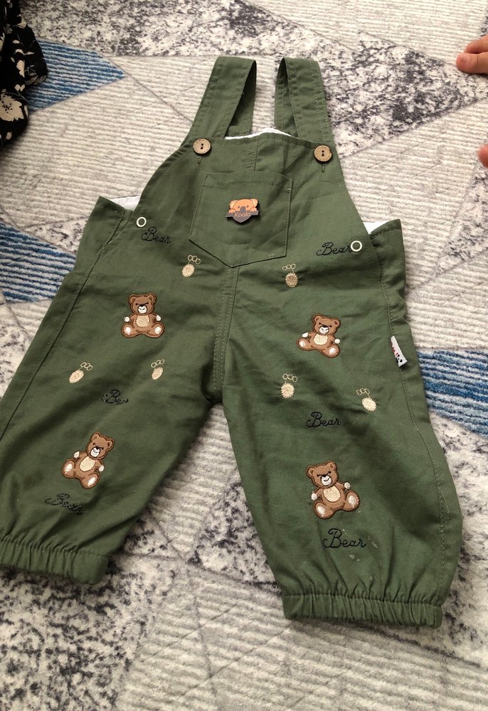 Nakışlı Yeşil Erkek Çocuk Salopet - Görsel 5