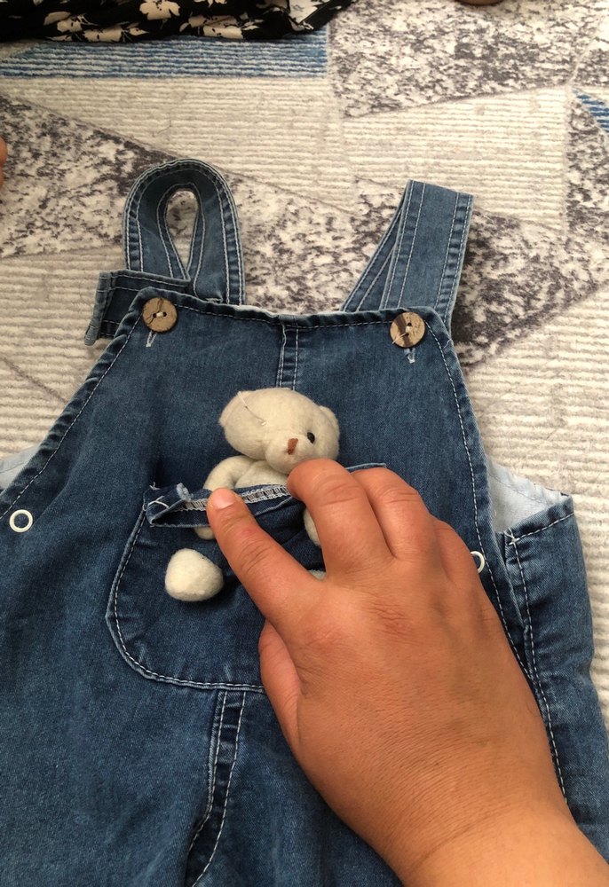 Erkek Çocuk Düğmeli Denim Tulum - Görsel 2