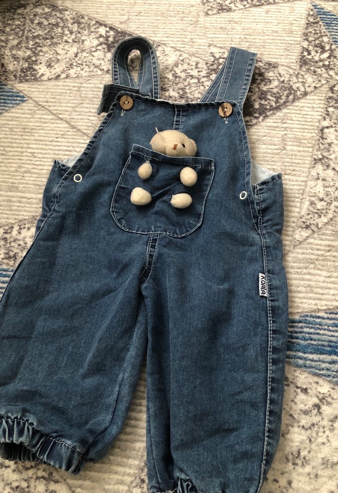 Erkek Çocuk Düğmeli Denim Tulum - Görsel 3