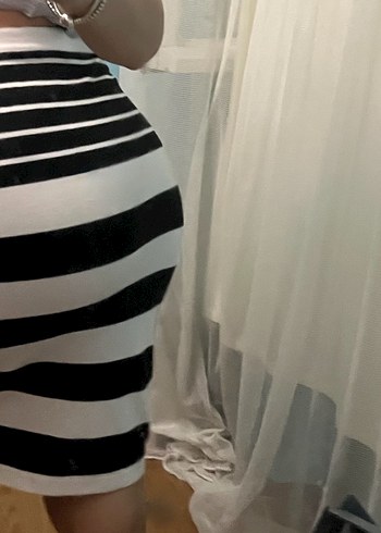 Promiss Çizgili Pilili Kadın Kalem Etek