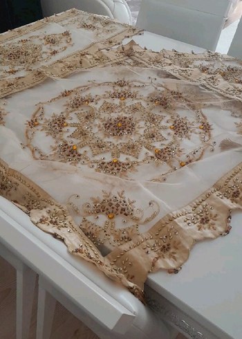 Nakışlı Bej Masa Örtüsü Seti - Görsel 6