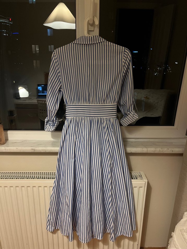 Çizgili Midi Elbise - Görsel 4