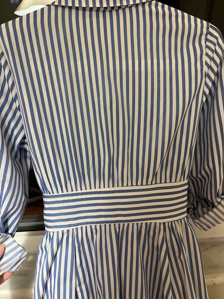 Çizgili Midi Elbise - Görsel 5