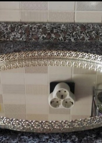 Gri Dantel Desenli Dekoratif Aynalı Tepsi - Görsel 2