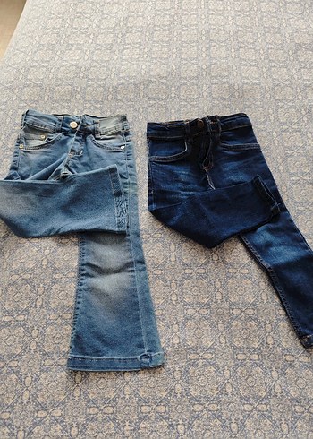 Kız Çocuk Mavi Dar Kesim Kot Pantolon - Görsel 2