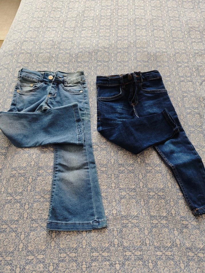 Kız Çocuk Mavi Dar Kesim Kot Pantolon - Görsel 2