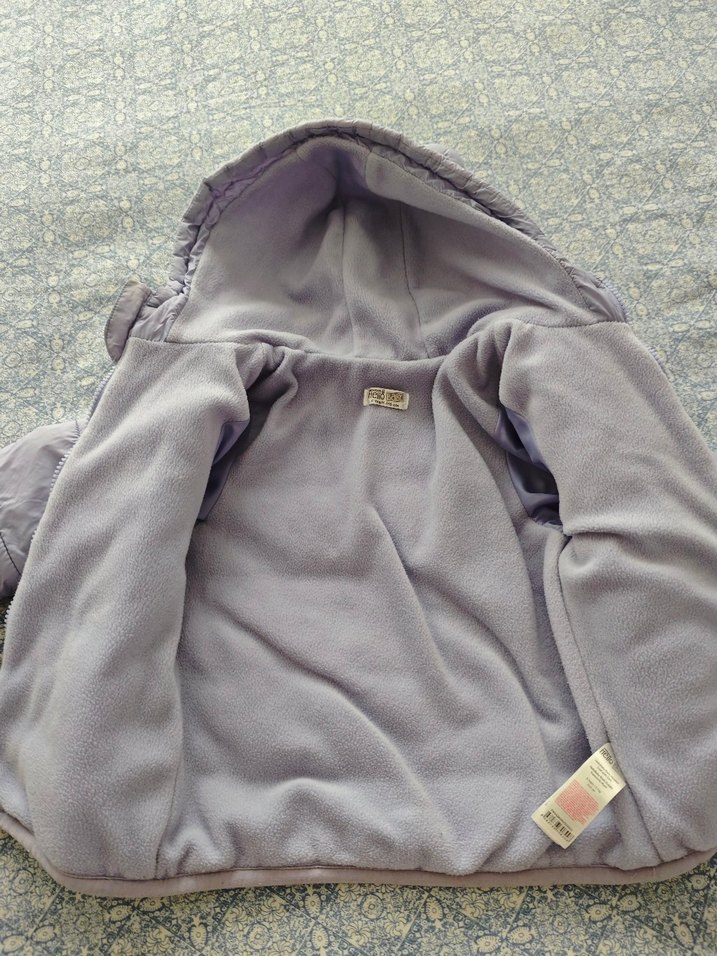 Kapüşonlu Lila Kız Çocuk Mont - Görsel 3