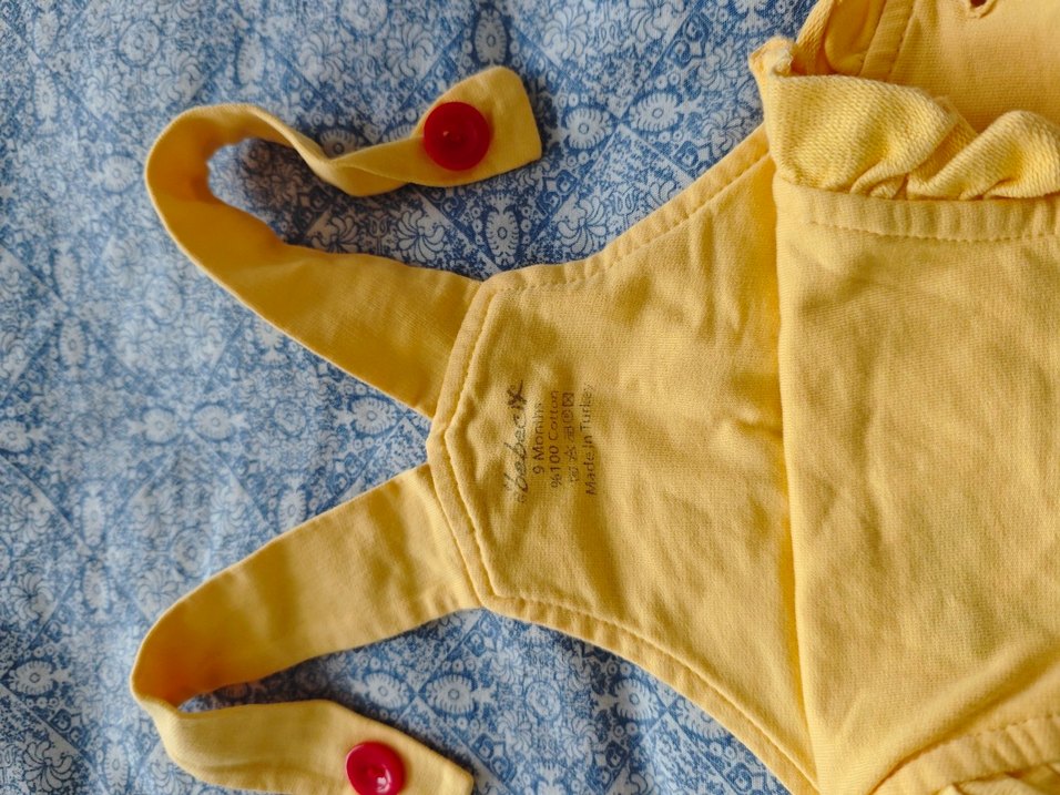 Sarı Nakışlı Kız Bebek Tulum - Görsel 2