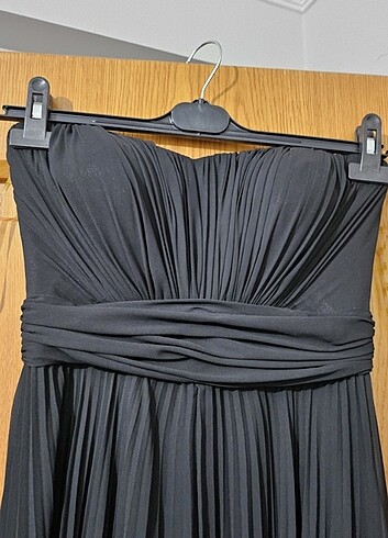 Siyah, straples, abiye, uzun elbise - Görsel 3