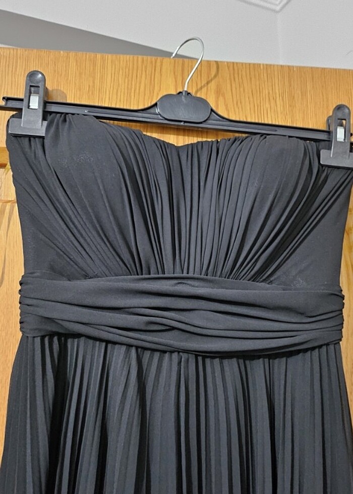 Siyah, straples, abiye, uzun elbise - Görsel 3