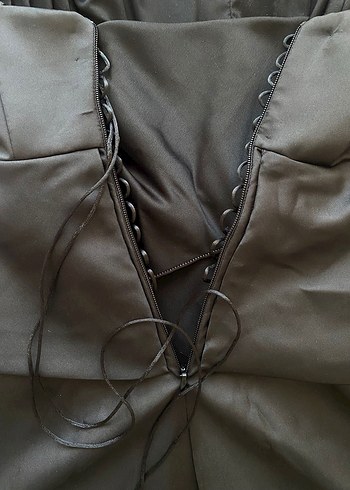 Adil ışık Siyah Drapeli Straplez Uzun Abiye Elbise - Görsel 7