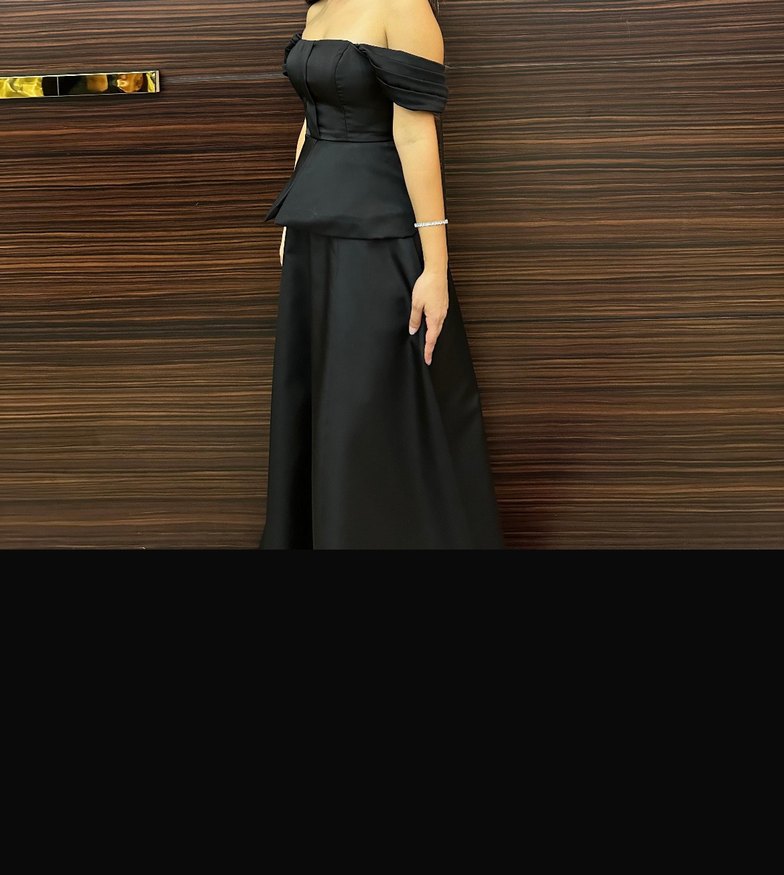 Adil ışık Siyah Drapeli Straplez Uzun Abiye Elbise - Görsel 2