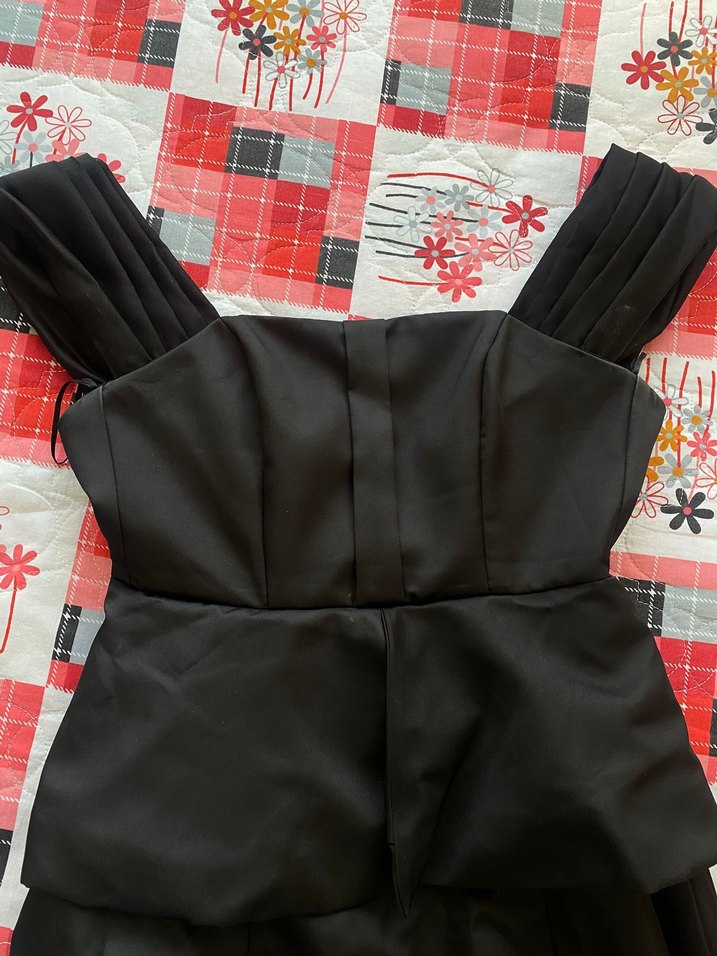 Adil ışık Siyah Drapeli Straplez Uzun Abiye Elbise - Görsel 4