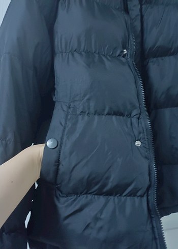 xxl Beden siyah Renk Erkek Siyah Şişme Mont Uzun Kollu