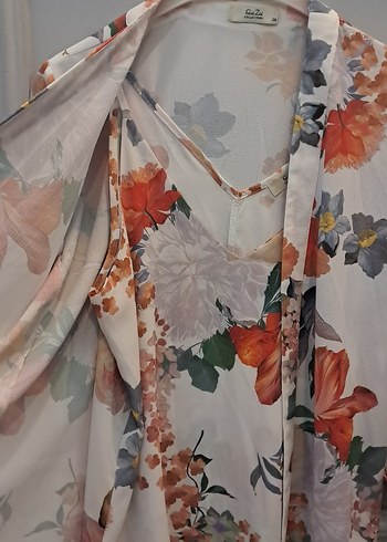 Çiçek Desenli V Yaka Uzun Kollu Mini Gömlekli takım - Görsel 4