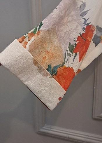 Çiçek Desenli V Yaka Uzun Kollu Mini Gömlekli takım - Görsel 5