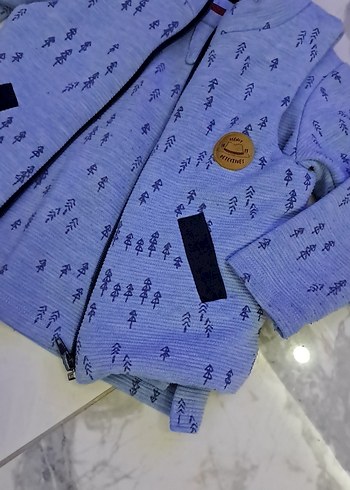 Kız Çocuk Gri Baskılı Fermuarlı Ceket - Görsel 7