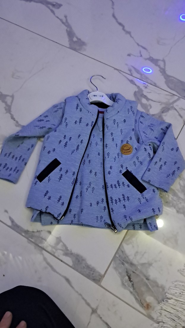 Kız Çocuk Gri Baskılı Fermuarlı Ceket - Görsel 2