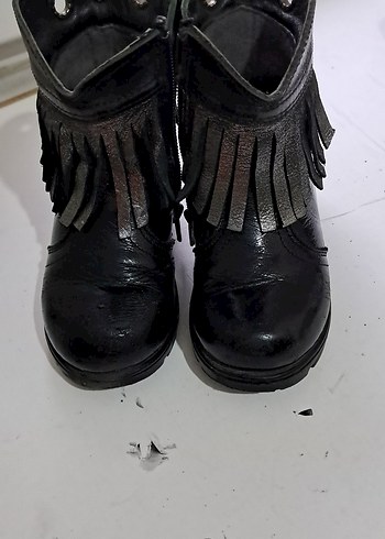 Kız Çocuk Siyah Deri Püsküllü Bot - Görsel 2