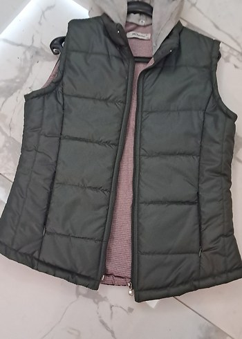 Gri Kapüşonlu Kadın Şişme Yelek - Görsel 5