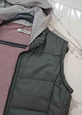 Gri Kapüşonlu Kadın Şişme Yelek - Görsel 9