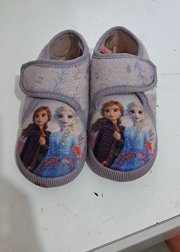 Mor Baskılı Kız Çocuk Ev Terliği Velcro - Görsel 3