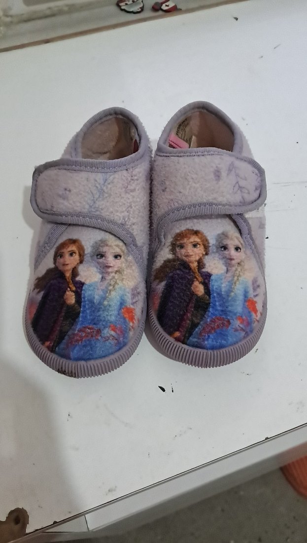 Mor Baskılı Kız Çocuk Ev Terliği Velcro - Görsel 2