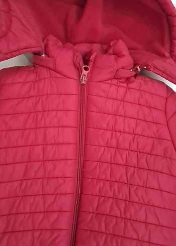 Kız Çocuk Kırmızı Kapüşonlu Fermuarlı Mont - Görsel 6