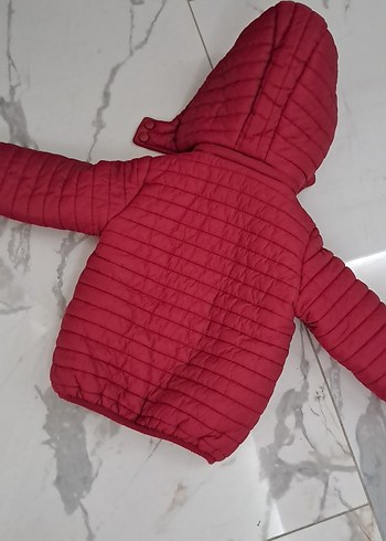 Kız Çocuk Kırmızı Kapüşonlu Fermuarlı Mont - Görsel 8