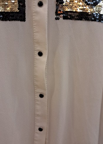 Uzun Kollu, Düğmeli Beyaz Kadın Gömlek - Görsel 8