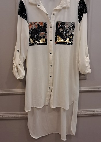 Uzun Kollu, Düğmeli Beyaz Kadın Gömlek - Görsel 3