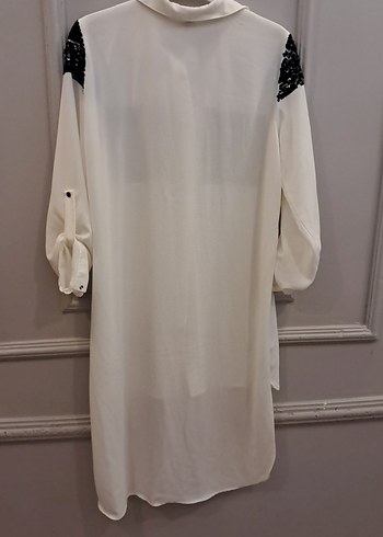 Uzun Kollu, Düğmeli Beyaz Kadın Gömlek - Görsel 12