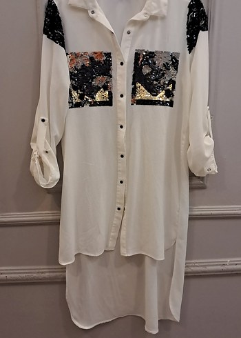 Uzun Kollu, Düğmeli Beyaz Kadın Gömlek - Görsel 2