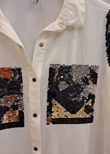 Uzun Kollu, Düğmeli Beyaz Kadın Gömlek - Görsel 10