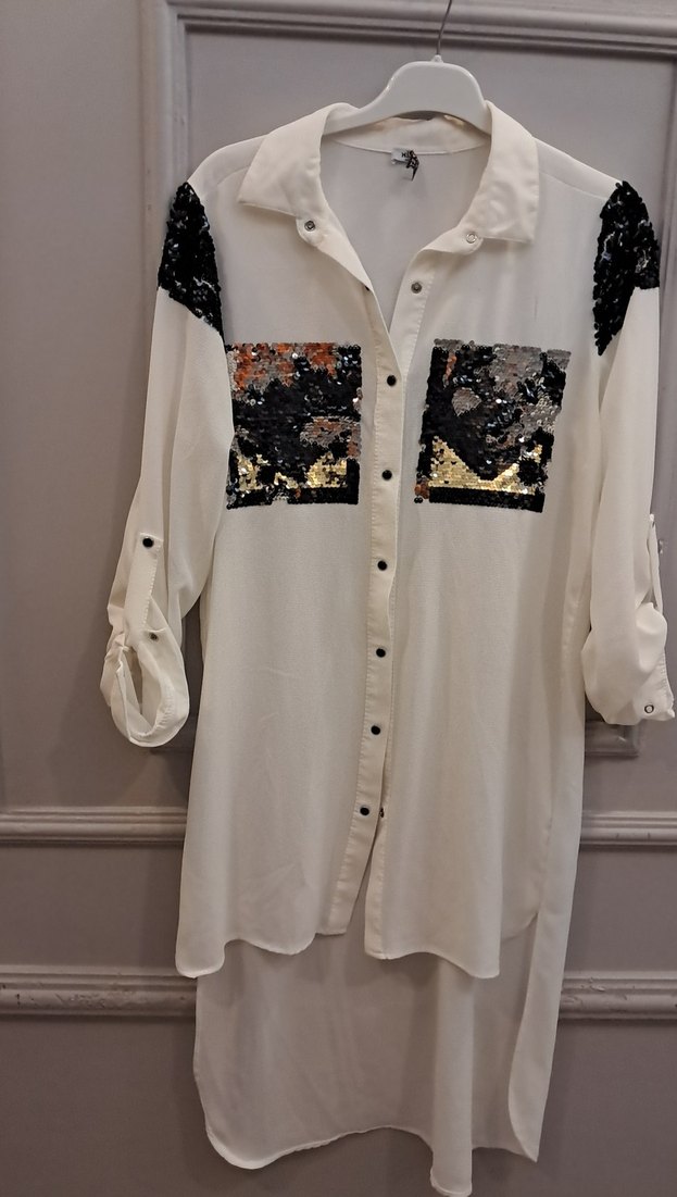 Uzun Kollu, Düğmeli Beyaz Kadın Gömlek - Görsel 5